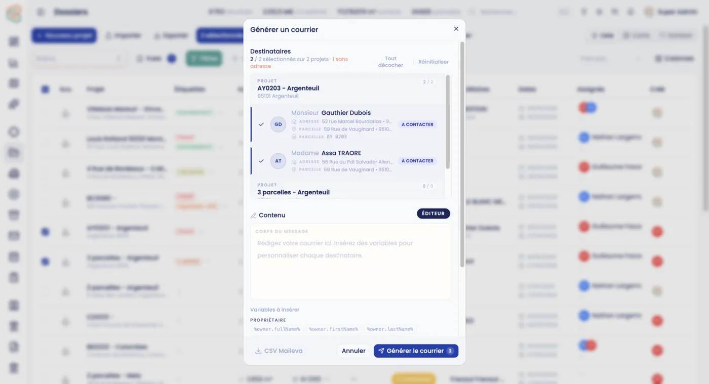 Kaptcher - Génération de courriers multi-destinataires